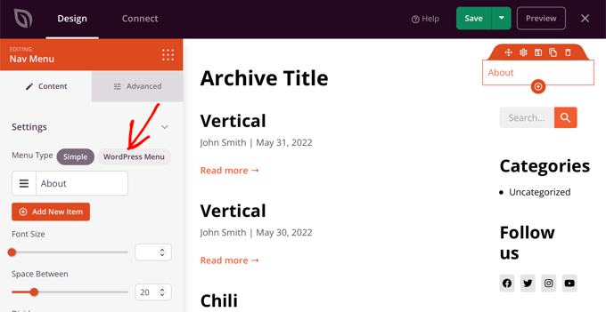 Fai clic sull'opzione del menu di WordPress Click the WordPress Menu Option