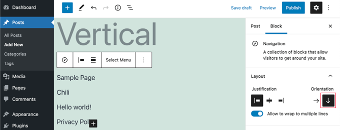 Cambia il blocco del menu di navigazione in un orientamento verticale Change Your Navigation Menu Block to a Vertical Orientation