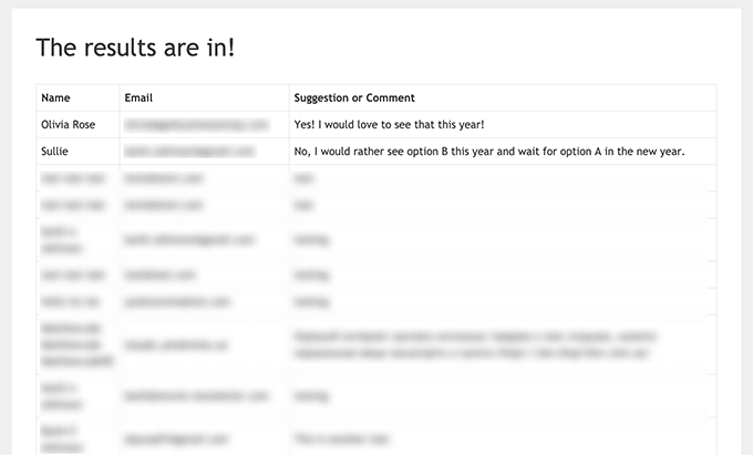 フロントエンドにWPFormsエントリを表示する