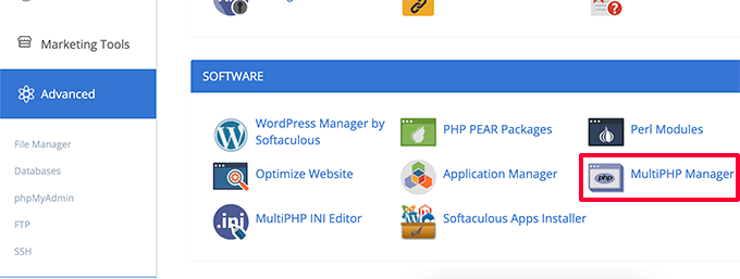Multi PHP dans Bluehost Multi PHP in Bluehost