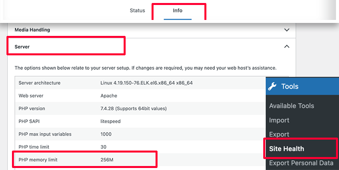 Vérifier la limite de mémoire PHP Check PHP memory limit
