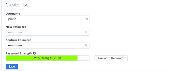 Créer un nom d'utilisateur et un mot de passe Create username and password
