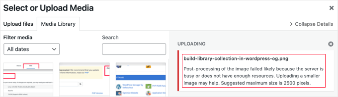 画像の後処理に失敗しましたエラーメッセージ The Post-Processing of Image Failed Error Message