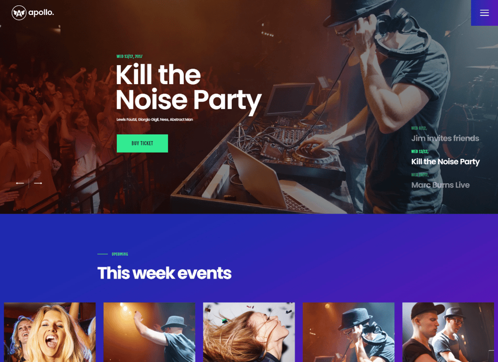 アポロ|ナイトクラブ、DJコンサート&音楽イベントWordPressテーマ