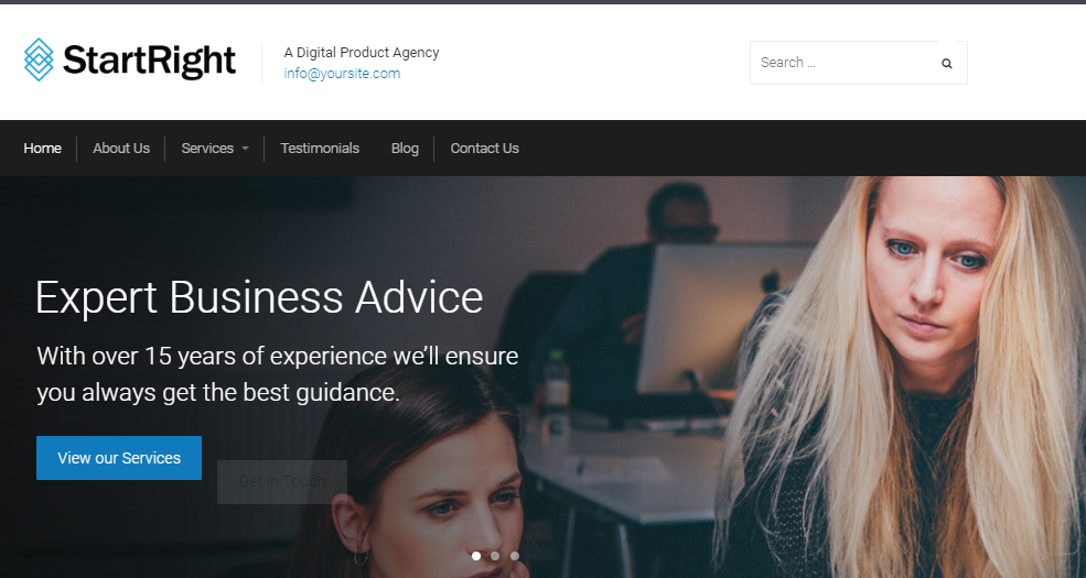 Tema de negócios wordpress gratuito StartRight
