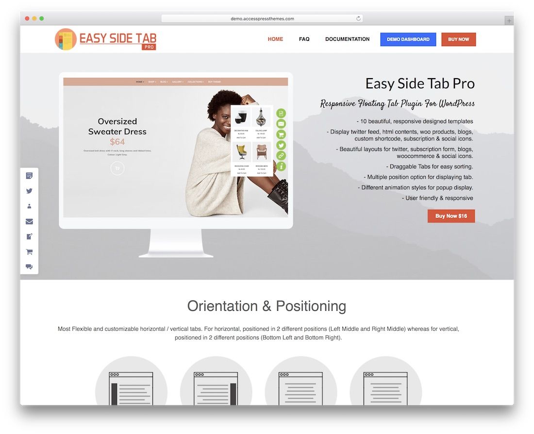 簡單的側標籤 wordpress 號召性用語插件