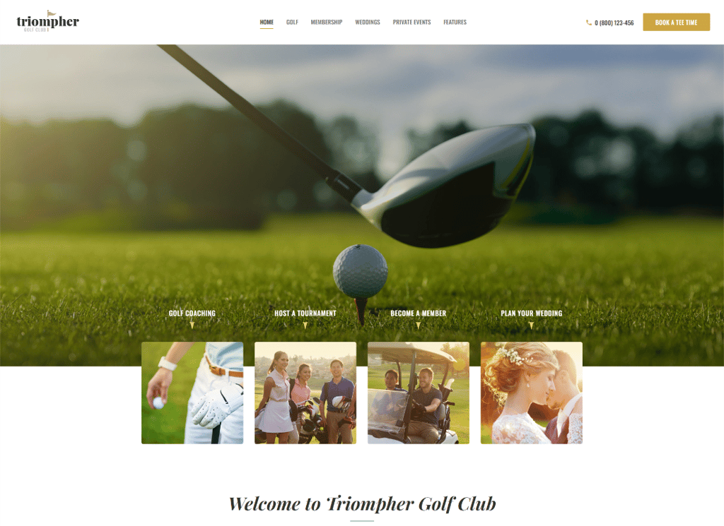 Triompher — motyw WordPress na polu golfowym i klubie sportowym
