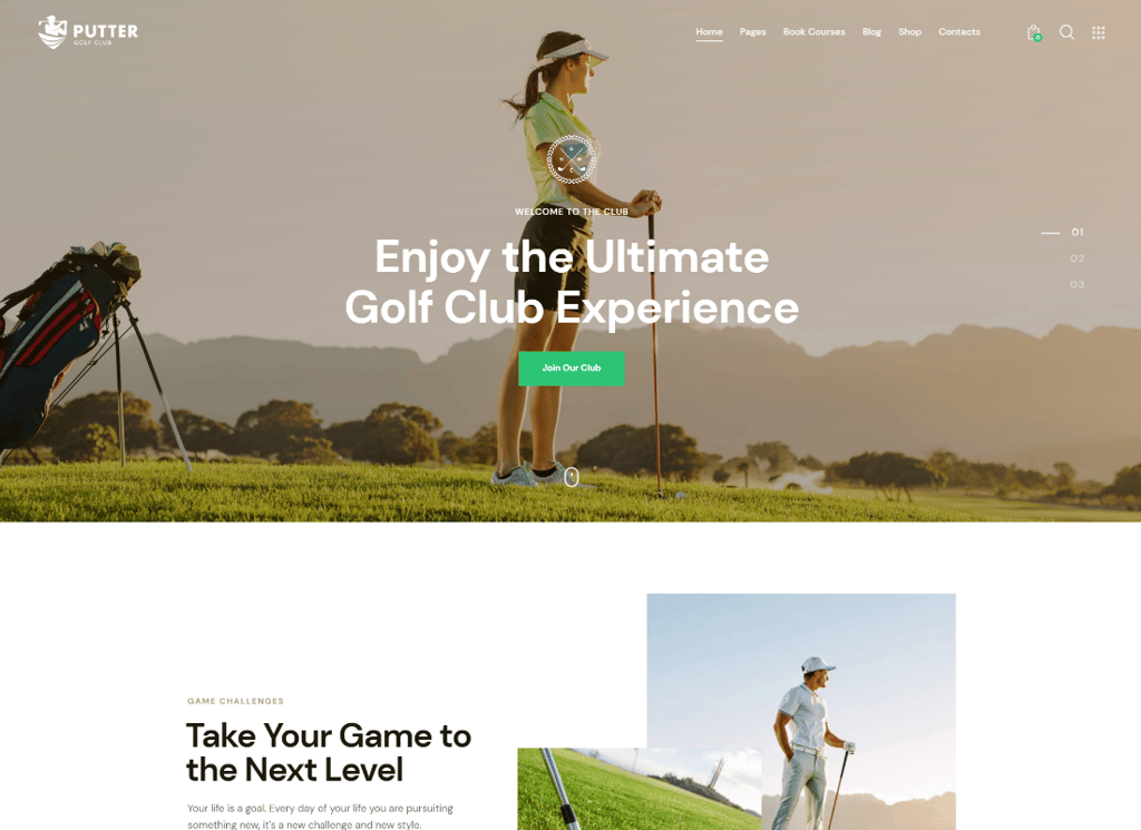 Putter — motyw WordPress na pole golfowe i boisko