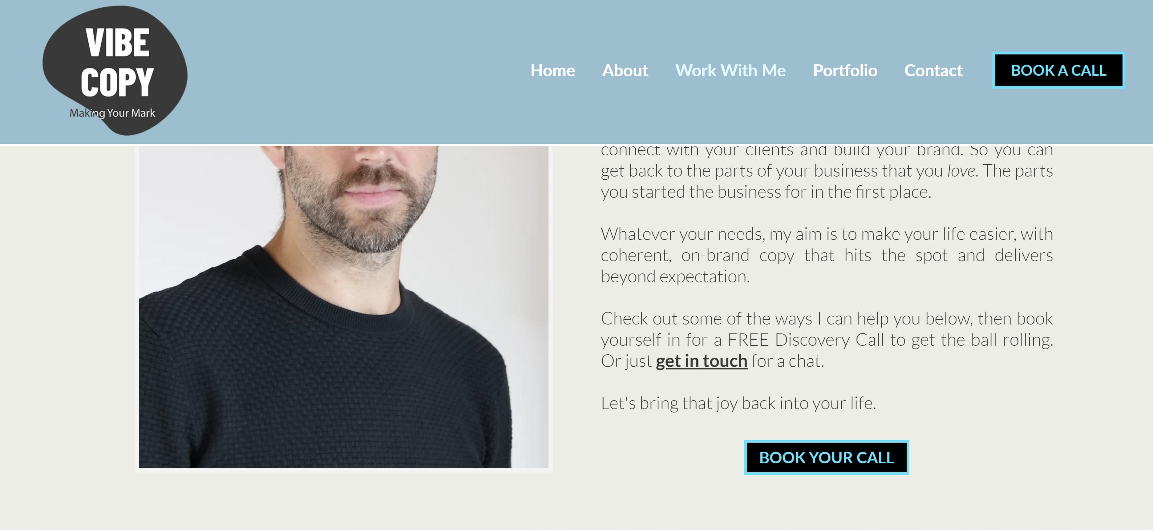 مثال على محفظة Copywriting بواسطة James Schlesinger