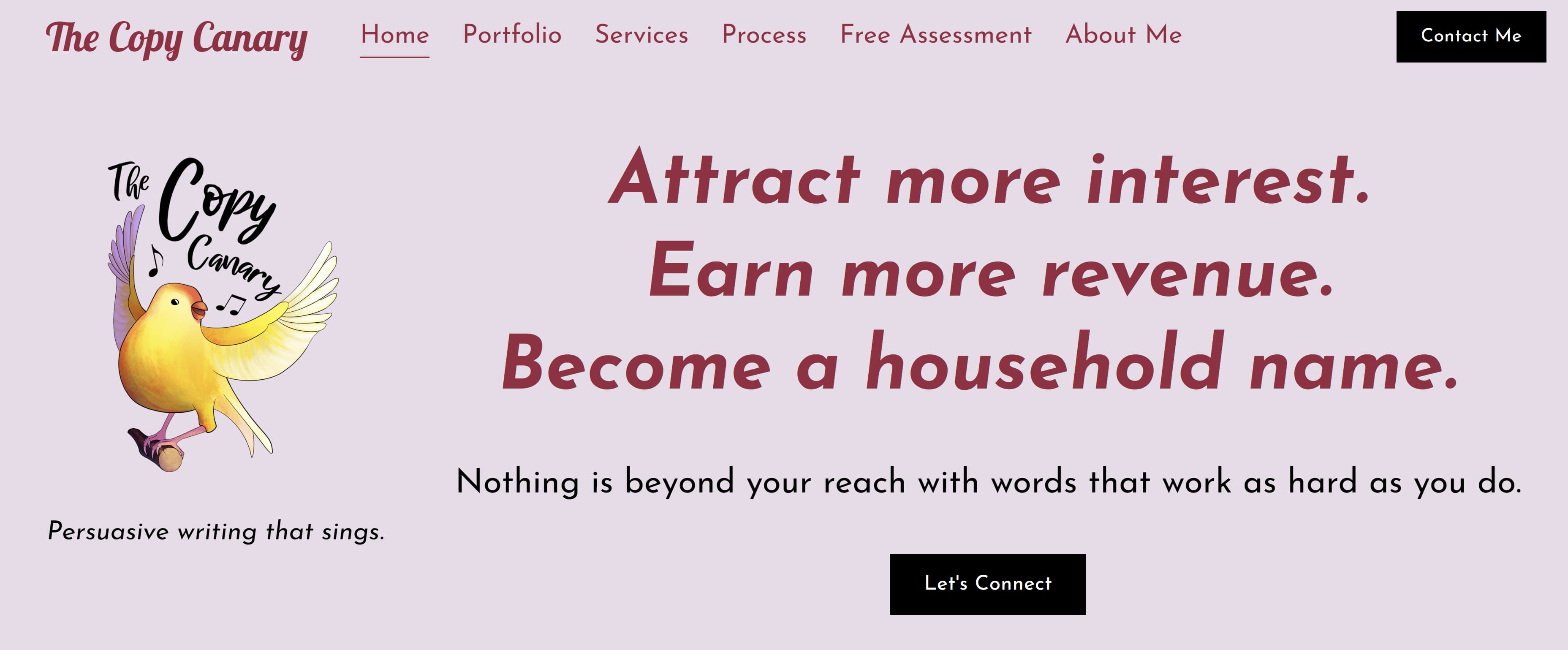مثال على محفظة Copywriting لـ Jennifer Cheek