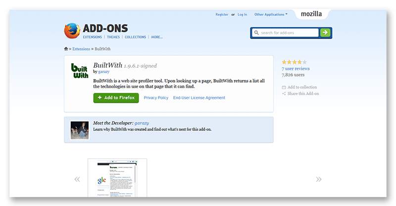 'BuiltWith __ Modules complémentaires pour Firefox' - addons_mozilla