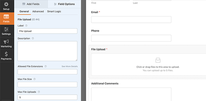ファイルアップロード設定 File upload settings