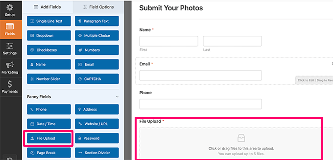 ファイルアップロードフォームの編集 File upload form editing