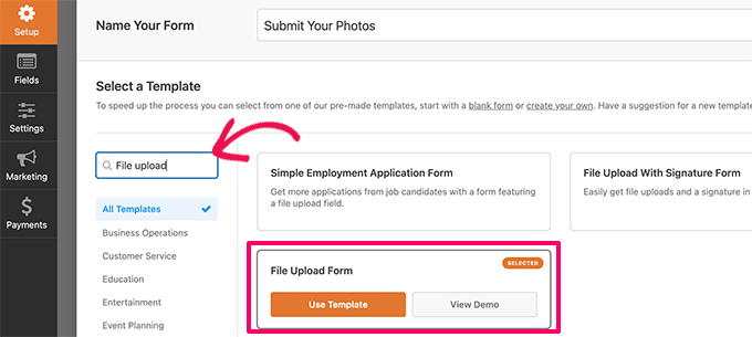ファイルアップロードフォーム File upload form