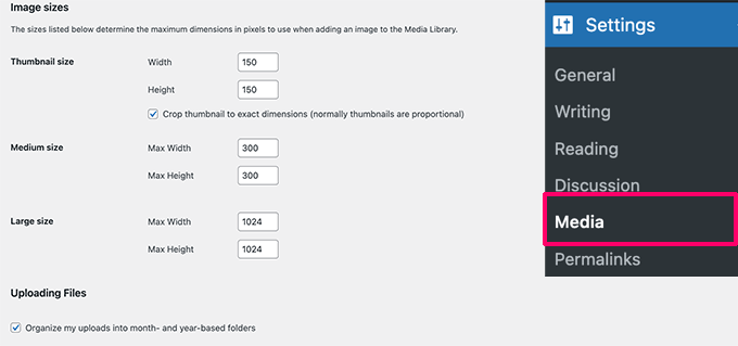 WordPressのメディア設定 Media settings in WordPress