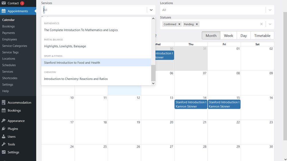 calendrier des réservations rendez-vous logiciel de réservation de cours de fitness