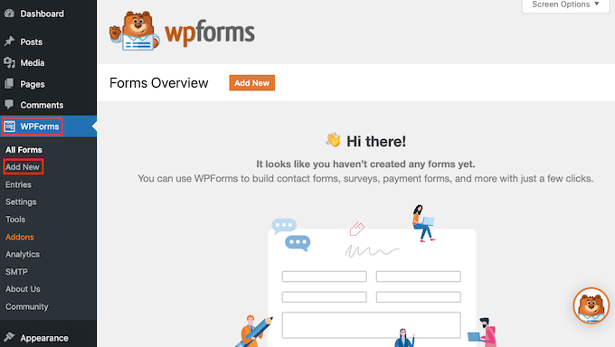 Yeni bir WordPress formu oluşturma