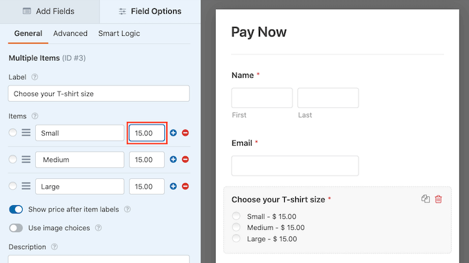 WPForms kredi kartı şablonunuza fiyat ekleme