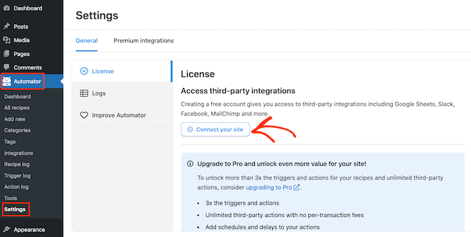 Adăugarea unei licențe la Uncanny Automator Adding a license to Uncanny Automator
