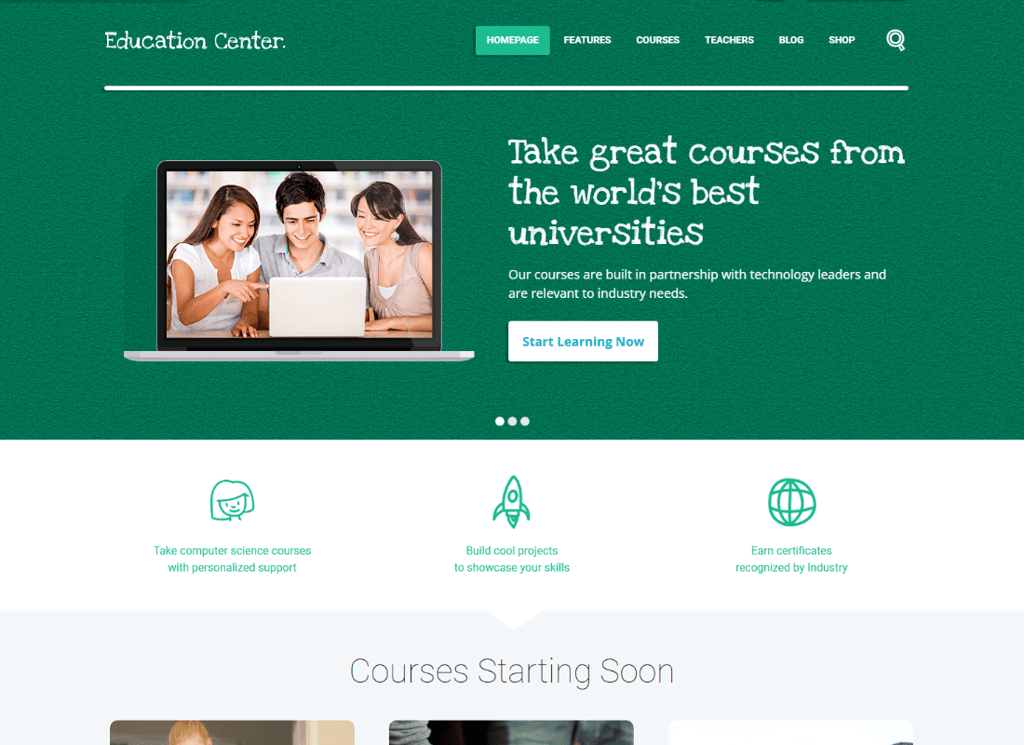Pusat Pendidikan | Kursus Online Universitas & Sekolah LMS Mempelajari Tema WordPress