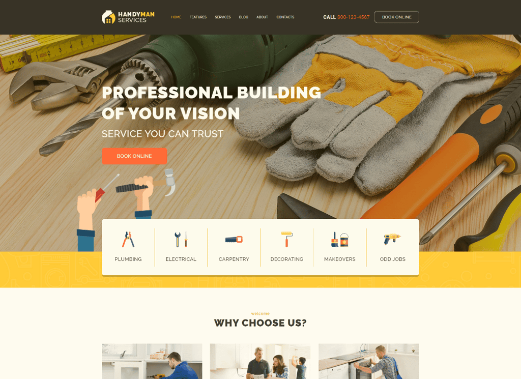 manitas | Servicios de construcción y reparación Tema de WordPress para edificios