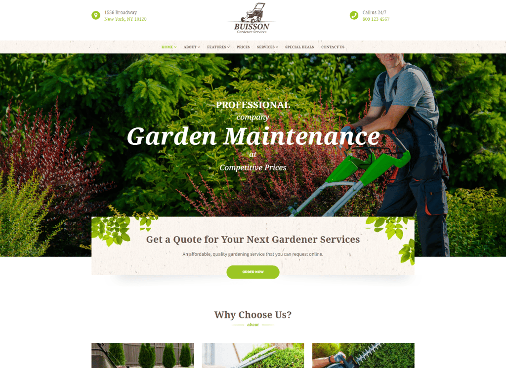 Buisson | Tema de WordPress para servicios de jardinería y paisajismo