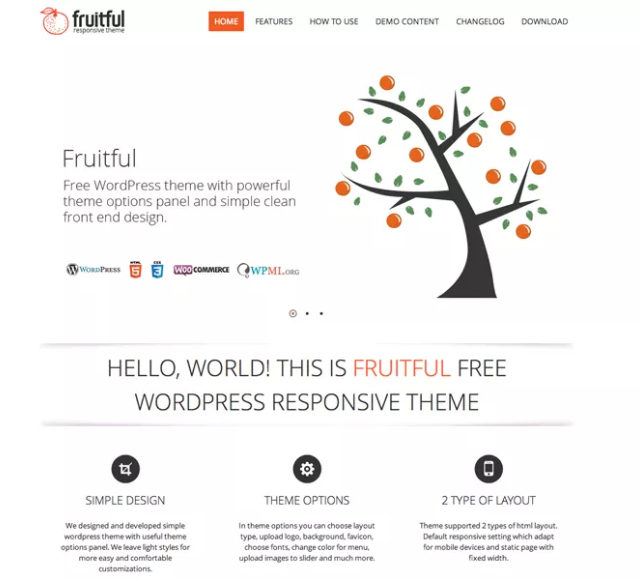 tema frutífero tema minimalista para WordPress