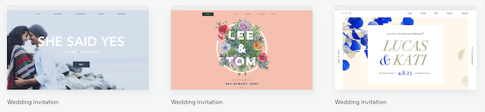 Szablony ślubne Wix Wix wedding templates