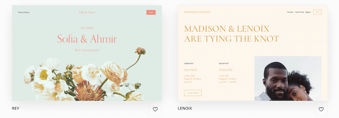Szablony ślubne Squarespace Squarespace wedding templates