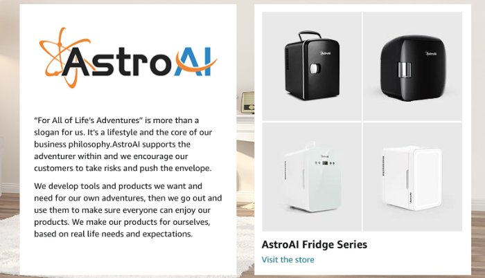 アマゾンの広告戦略-明確で魅力的なコピーを書く An image of AstroAI fridges, used as an example of writing engaging copy.