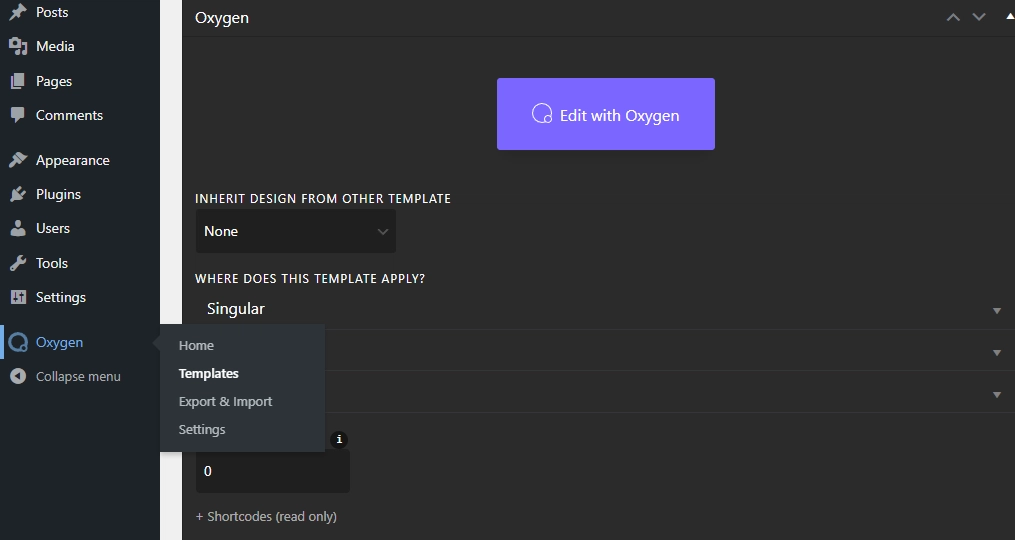 كيفية إضافة قالب رأس في Oxygen Builder - خطوة بخطوة 3 Oxygen builder templete setting