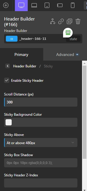 كيفية إضافة قالب رأس في Oxygen Builder - خطوة بخطوة 11 make oxygen builder header sticky