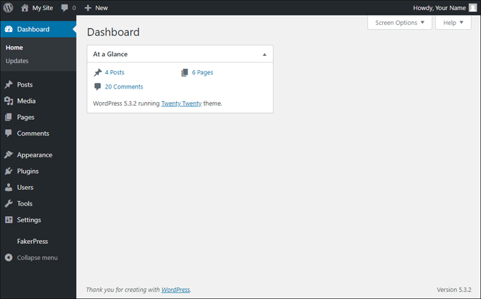 WordPress vous permet d'afficher uniquement les panneaux d'informations essentielles sur votre tableau de bord.