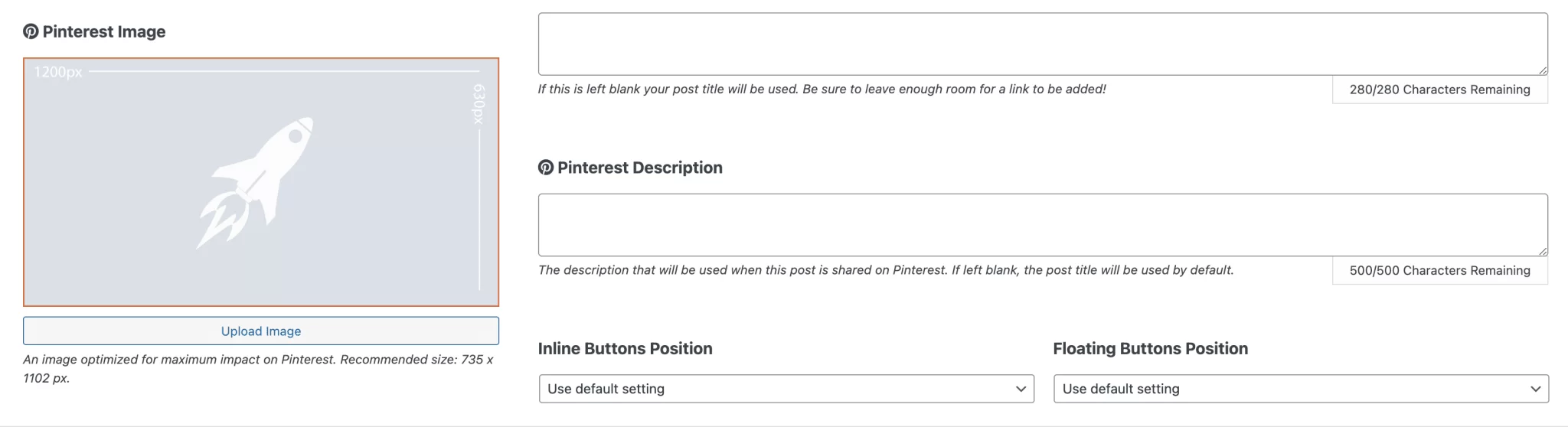 Social Rocket ermöglicht es, optimierte Beschreibungen zu Ihren Bildern auf Pinterest hinzuzufügen.