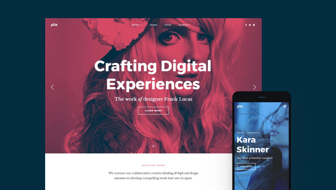 Pilha de tema wordpress artístico
