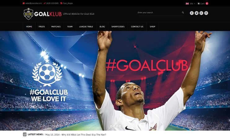 Tema WordPress do evento Goal Club