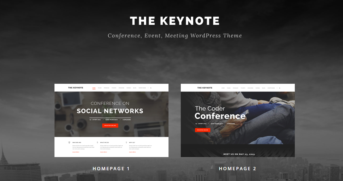 O tema WordPress do evento da conferência Keynote