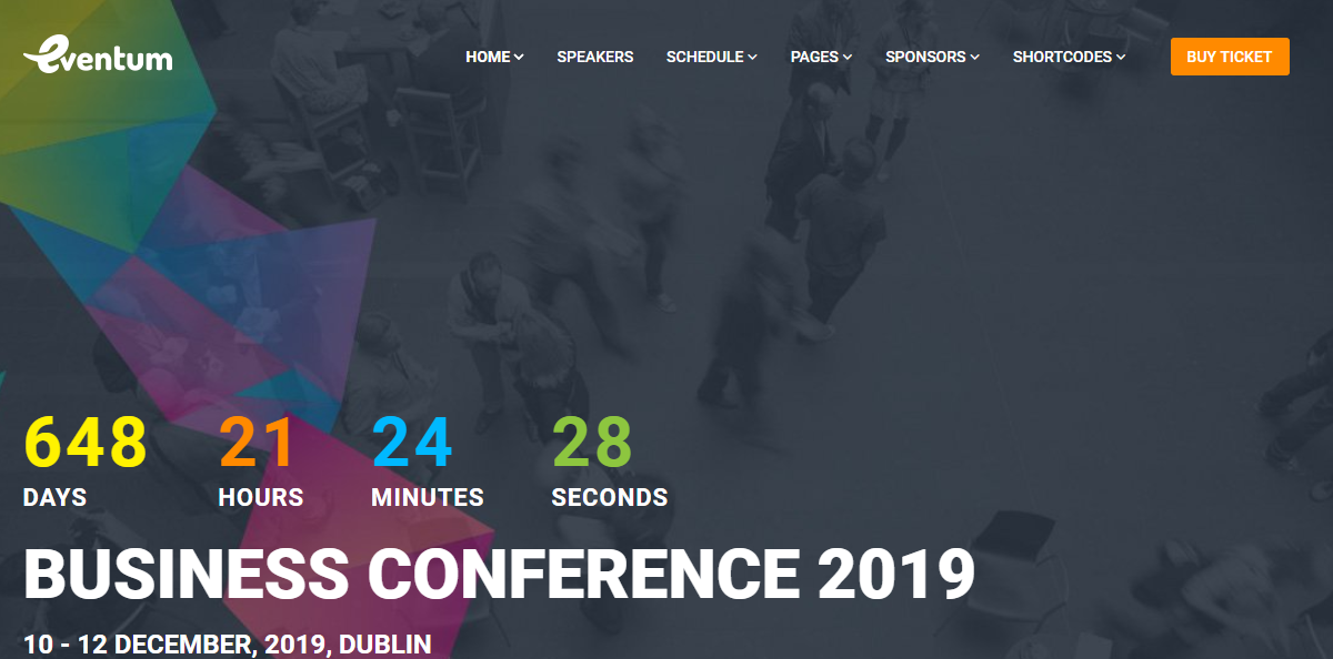 Tema do evento Eventum Conference para wordpress