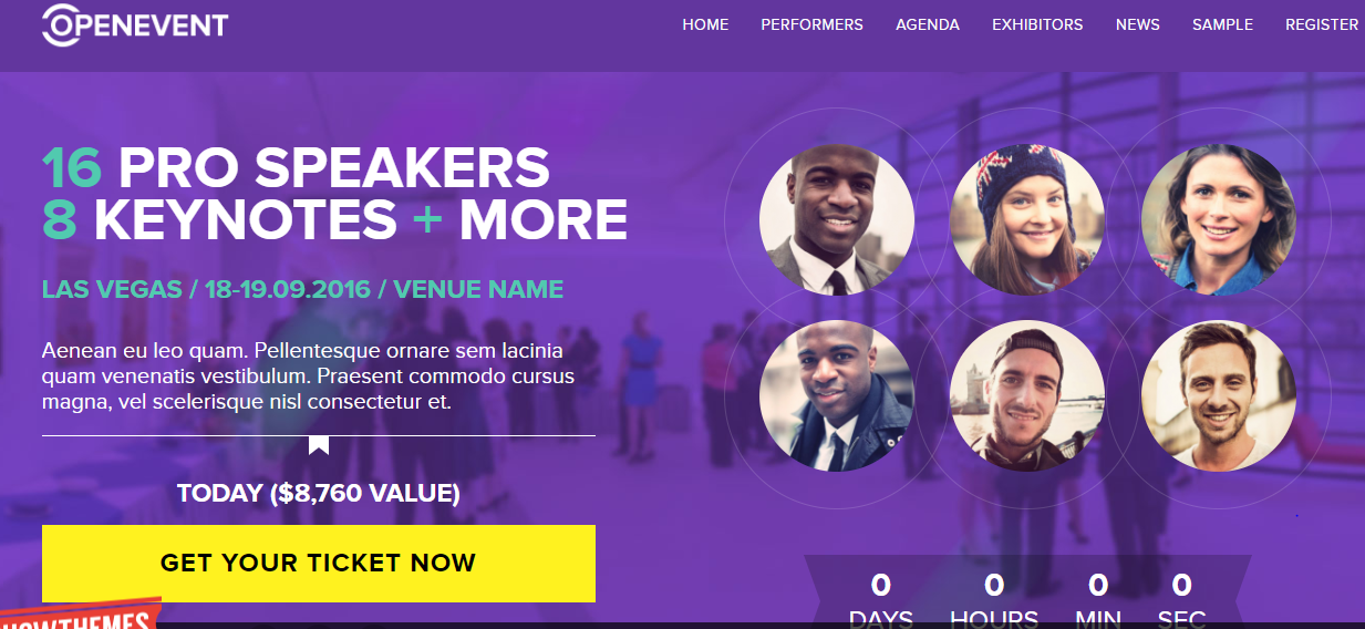 Tema do evento OpenEvent WordPress