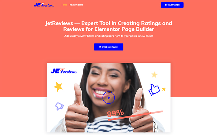 JetReviews บทวิจารณ์วิดเจ็ตสำหรับ Elementor Page Builder WordPress Plugin