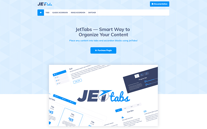 ปลั๊กอิน WordPress ตัวสร้างหน้า JetTabs Elementor