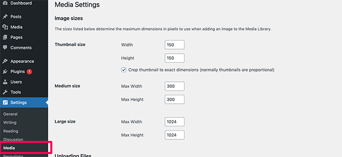 ขนาดภาพเริ่มต้นใน WordPress Default image sizes in WordPress