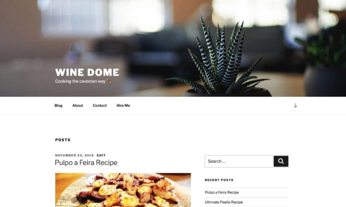 หน้าตัวอย่างธีม Wine Dome สำหรับวิธีสร้างเว็บไซต์ WordPress