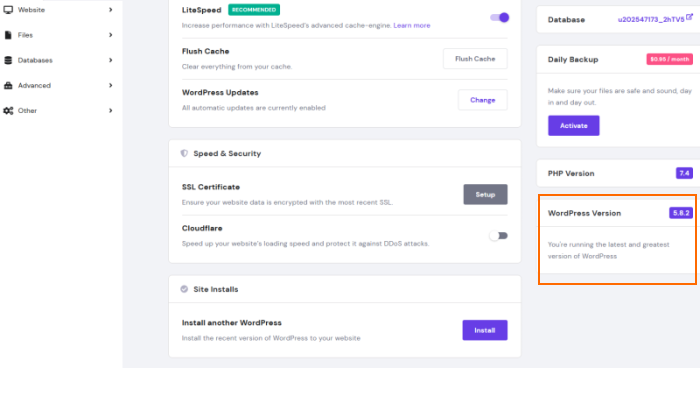 แดชบอร์ด Hostinger WordPress สำหรับวิธีสร้างเว็บไซต์ WordPress