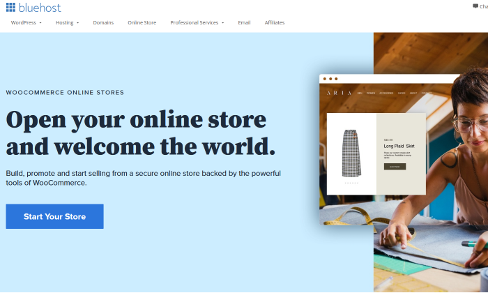最佳電子商務平台的 Bluehost 商店