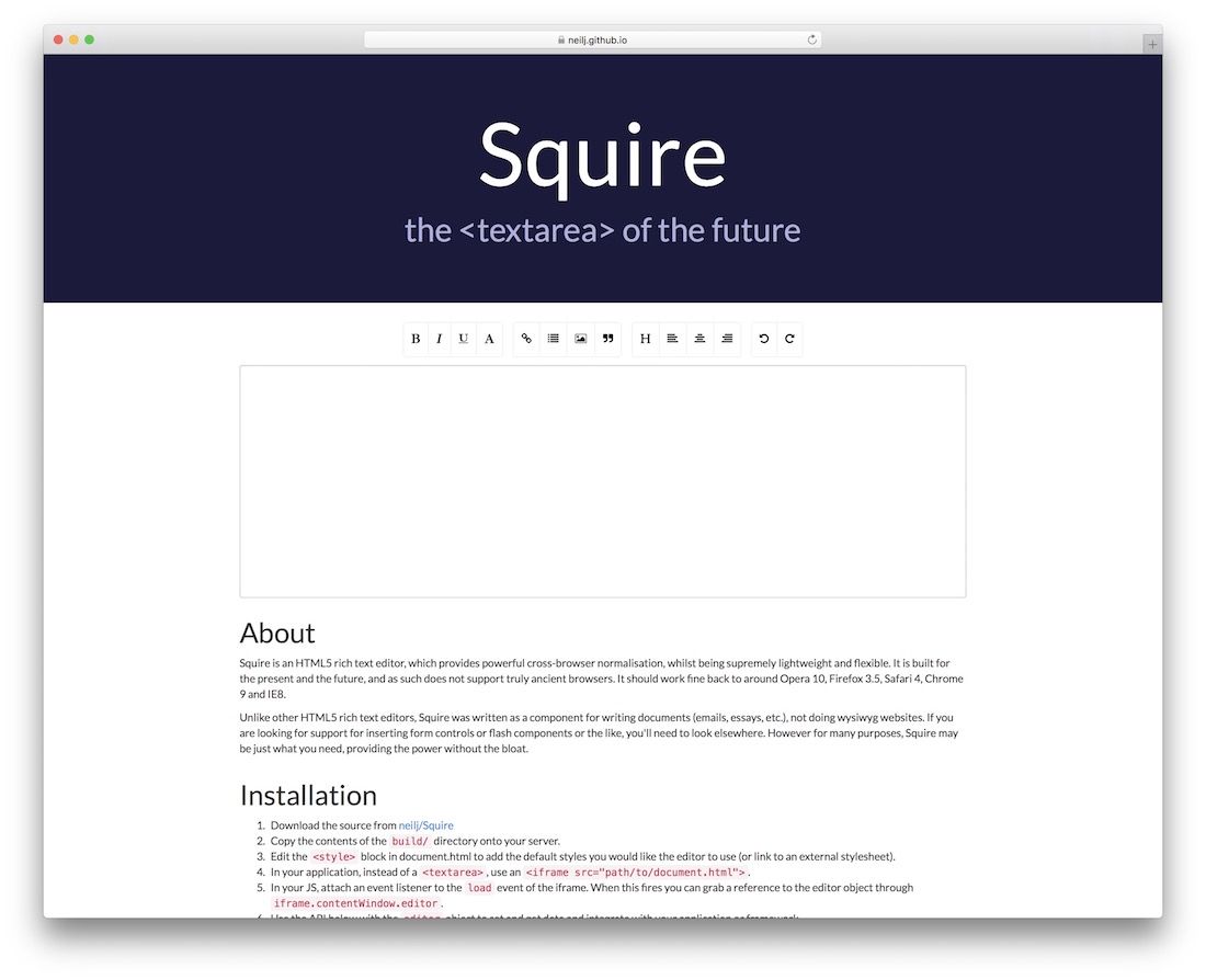 Squire-Texteditor für HTML5-Entwickler