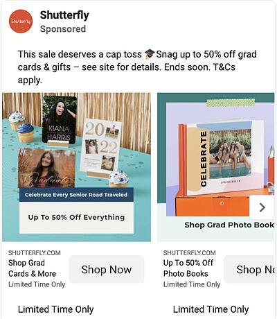 Contoh iklan facebook produk shutterfly mutli