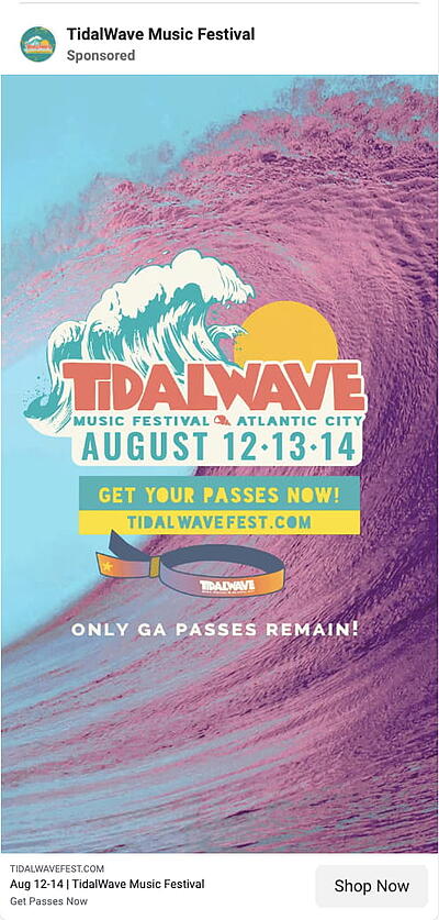 Contoh iklan acara Facebook Tidal Wave Music Festival