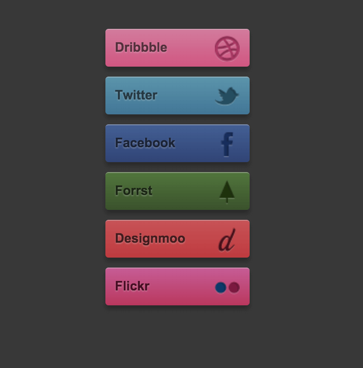Boutons sociaux CSS simplistes