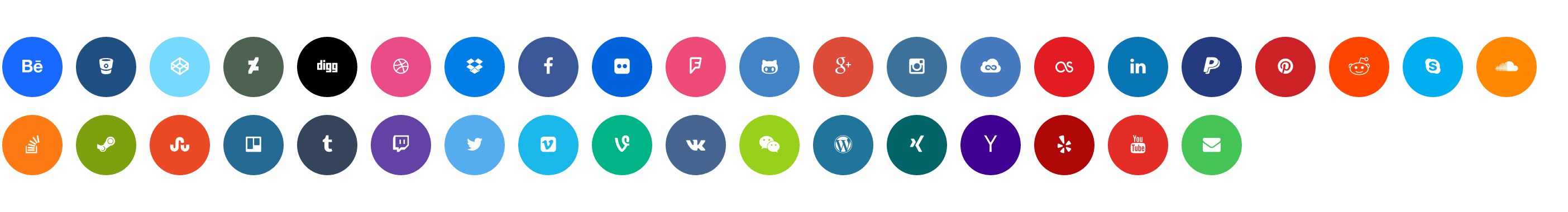 Boutons sociaux circulaires